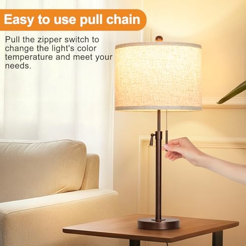 Qingmiao Table Lamps Set of 2, 22" to 30" Adjustable Nightstand Lamps for Bedroom, Dimmable End Table Lamps for Living Room Console Entry Farmhouse Home Decor, New House Warming Gifts - Image 5