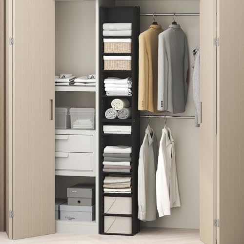 Furinno PASIR 10-Tier Closet Organizers and Storage, Open Shelf, Storage Organizer, 12-Inch Width, for Closet, Bedroom, Blackwood by Furinno-FitsYourSpaceFitsYourBudget