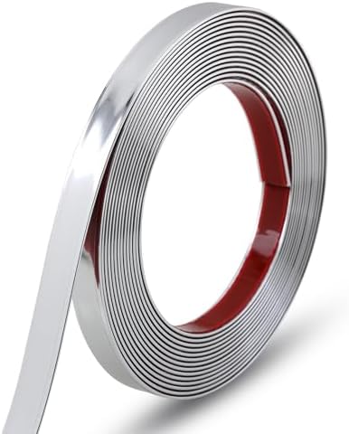 Gaahing 196.8" x 0.5" Shiny Silver Molding & Wall Trim, Flexible Peel and Stick Decorative Strip for Tile, Mirror, Ceiling, Floor, Panel, Cabinet by Getallthemoldingtrimsyoulike