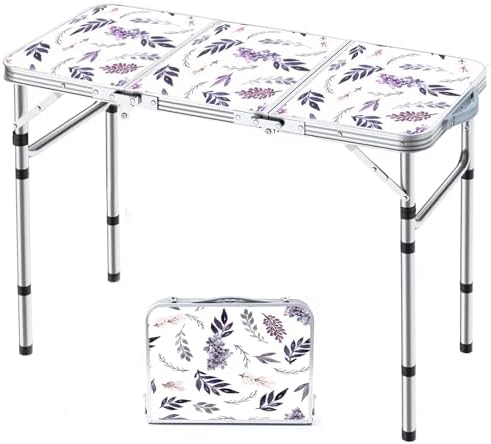 Yriuat Folding Camping Table 3ft Portable Picnic Table, Misty Lilac by Yriuat