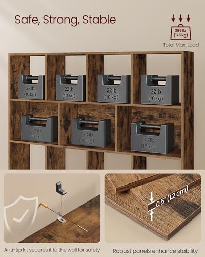VASAGLE Bookshelf, 11 Cubes Storage Organizer, 49.6 x 9.5 x 39.4 Inches - Image 6