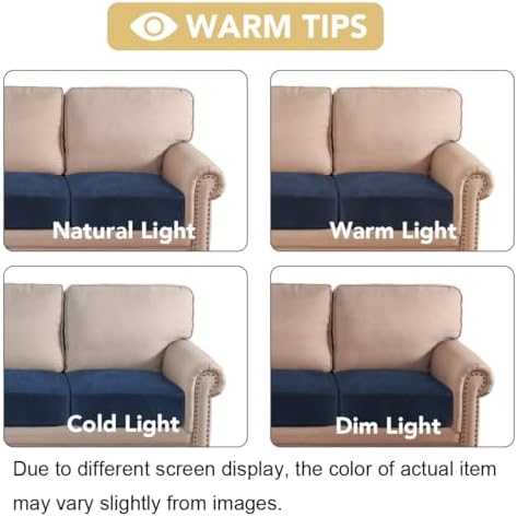 H.VERSAILTEX Velvet Stretch Couch Cushion Cover Plush Cushion Slipcover for Chair Loveseat Sofa Cushion Furniture Protector Seat Cushion Sofa Cover (3 Piece Sofa Cushion Covers, Navy) - Image 6