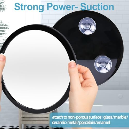 Fogless Shower Mirror for Shaving and Makeup with 3 Removable Powerful Suction Cups, Shatterproof Anti Fog Mirror for Shower and Bathroom, Glassless Safety Kids Mirror (Black) - Image 5