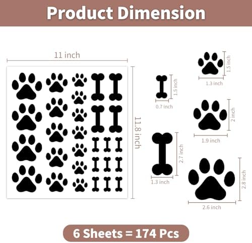 AOWDIAO 174 Pcs Dog Paw Decals - Peel and Stick Vinyl Wall Stickers for Dog's Room, Playroom & Party Decor - Image 2
