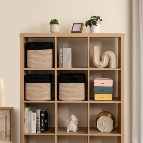 OIAHOMY Storage Cubes 11 Inch Storage Bin 3-Pack Square Basket Black&Brown - Image 2