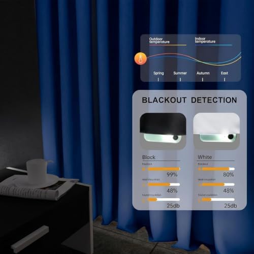 Room Divider Curtains Flexible Ceiling Tracks Set Curtain Track Ceiling Mount Blackout Curtain for Living Room Bedroom Ceiling Curtain Rod Privacy Dividers Panels W100xH108 Navy Blue Drape&Black Rail - Image 4