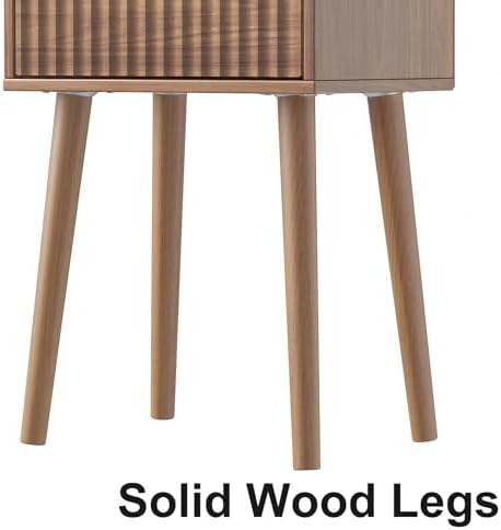 LAATOOREE Nightstands Set of 2, Small Bed Side Table with Fluted Door - Image 6