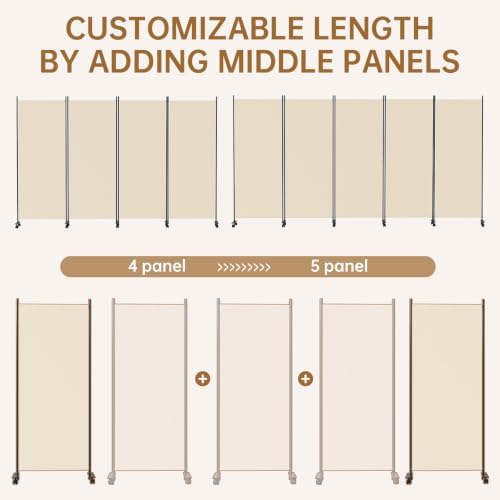 Room Divider 136'' Wide Folding Room Divider Panel with Wheel,Upgraded Base - Image 6