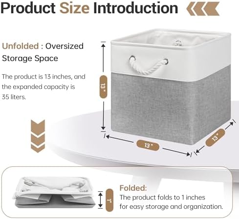 ECDYQXVU 13x13x13 Inch Storage Cube Bins Foldable Organizer Baskets 6 Pack - Image 4