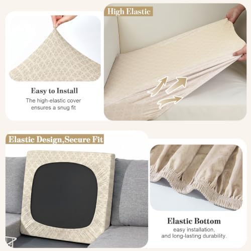 8Pcs Patio Cushion Covers Stretch Outdoor Furniture Protector Slipcovers - Image 5