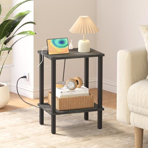 TUTOTAK End Table with Charging Station, Side Table, Nightstand - Image 4