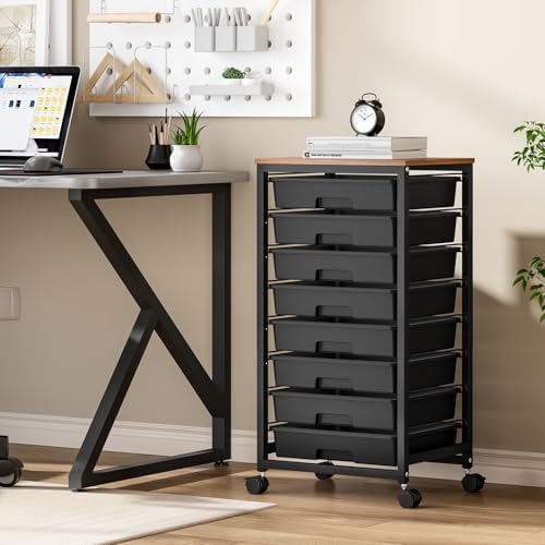 SYKIARIOL Rolling Storage Cart with Drawers, 8 Drawers Utility Cart,Black - Image 5