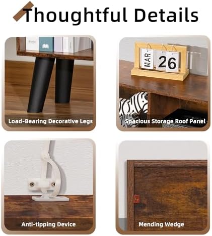 LEYAOYAO 10 Cube Bookshelf, Mid-Century Modern Book Shelf with Legs, Brown - Image 6
