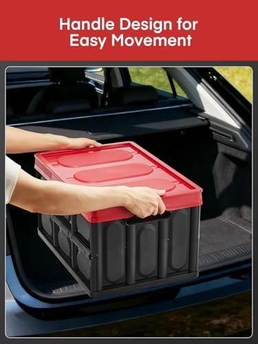 FOHERE 48L Collapsible Storage Bins with Lids, 3 Packs, Stackable - Image 6