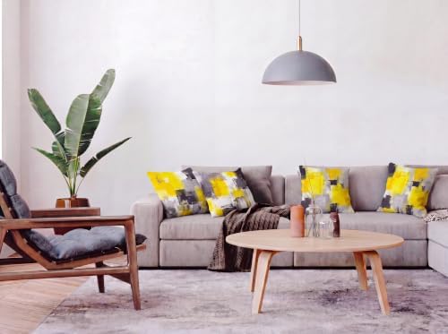 Yellow Grey Abstract Throw Pillow Covers 18x18 Set of 4 - Image 2