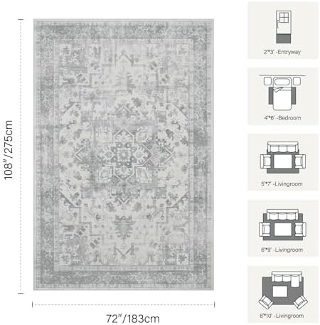 Rugxara 6x9 Grey Washable Area Rug for Living Room - Image 2