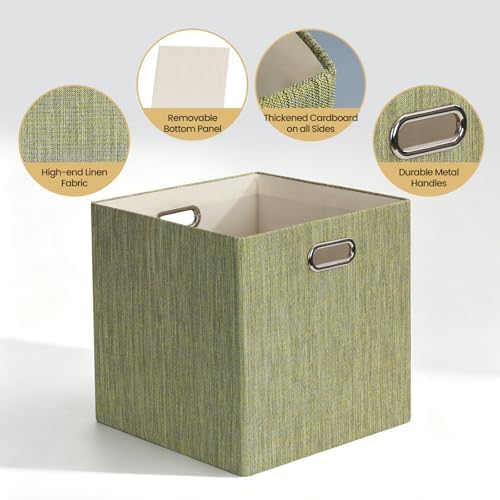 Posprica Storage Cubes, 13 x 13 x 13 Inches Fabric Bins with Double Handles - Image 4