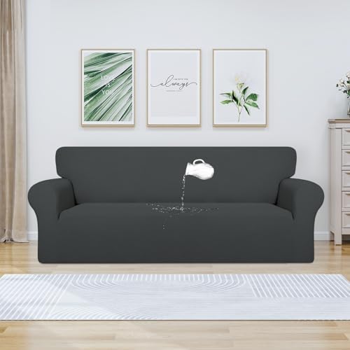 PureFit Waterproof Couch Cover Slipcovers for Couches and Sofas, Dark Gray - Image 2