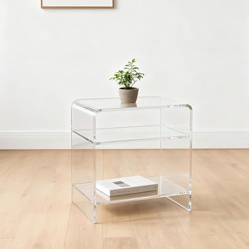 Acrylic End Table/Nightstand,23" H Sleek and Durable Bedside Storage. Ideal for Bedrooms, Living Rooms, and Modern Interiors.A Perfect Choice as a Bedside Table or Sofa Side Piece. (3 Tier) - Image 2