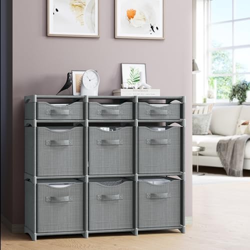 Cube Storage Organizer with Storage Bins Included - The Perfect Closet Organizers and Storage Solution. Includes 9 Storage Cubes, Great For Toy Storage, Closet Storage, Clothes Storage (Grey) - Image 6