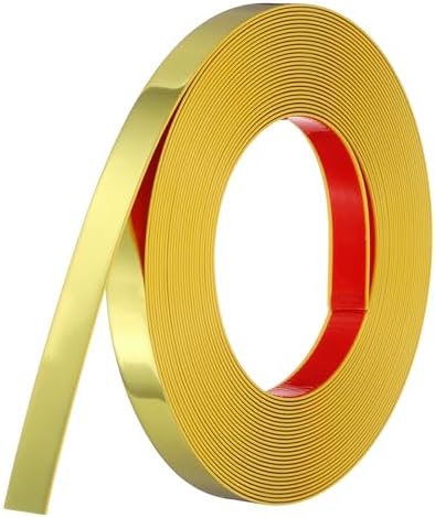 uxcell Gold Peel and Stick Molding Trim, 0.8 Inch x 39.4 ft Self-Adhesive Mirror Tape, Flexible PVC Border Strip for Wall Decoration Tile Edge Ceiling Floor Frame Furniture Decoration by uxcell