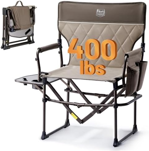 TIMBER RIDGE 400lbs Heavy Duty Camping Chair Portable Directors Chair by TIMBERRIDGE