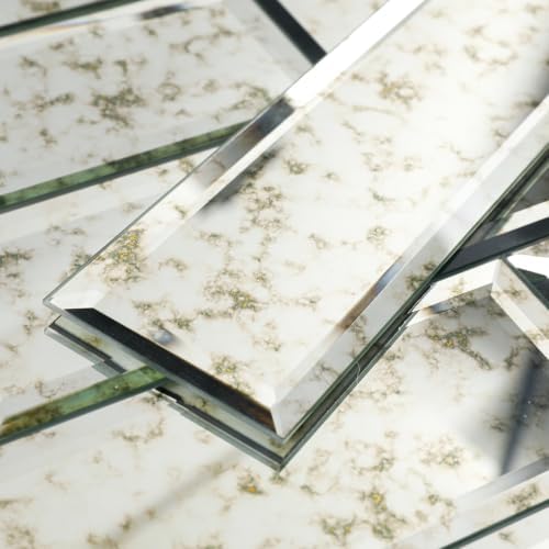 Peel and Stick Mirror Tiles, 3x12 Inch Beveled Antique Mirrror Backsplash Tiles for Kitchen Bathroom Wall 20 Pcs by Soulscrafts