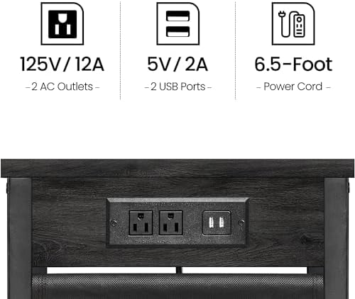 TUTOTAK C Shaped End Table with Charging Station, Side Table for Sofa - Image 5