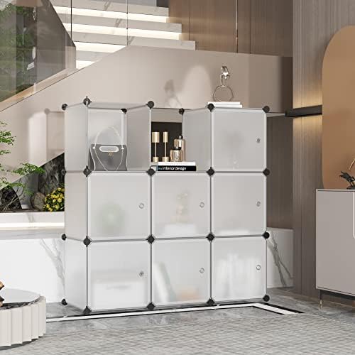 C&AHOME 9-Cube Storage Organizer with Door Cube Shelf Closet Cabinet White - Image 5