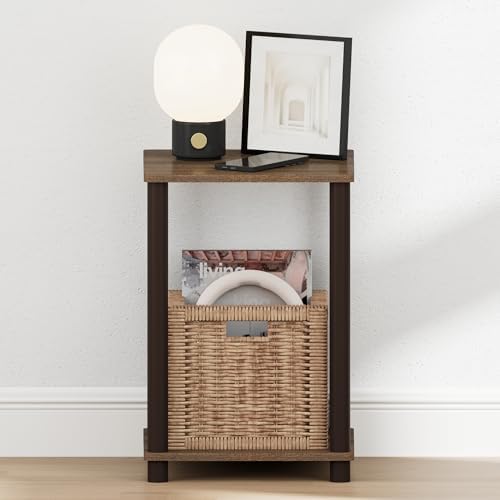 Furinno Turn-N-Tube Toolless 2-Tier Open Shelf Night Stand, Walnut - Image 6