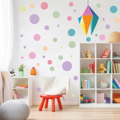 230 PCS Pastel Polka Dot in Soft Muted Colors Tones Wall Decals Set | 10 sheets removable waterproof peel & stick circle wall stickers for nursery, kids room, bedroom, playroom & home decor - Image 4