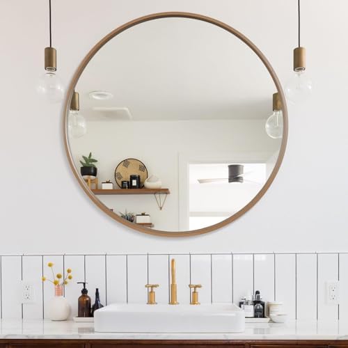 WallBeyond Round Wood Mirror, 36" Round Modern Decoration Large Circle Wall Mirror for Bathroom Living Room Bedroom Entryway, Honey by WallBeyond