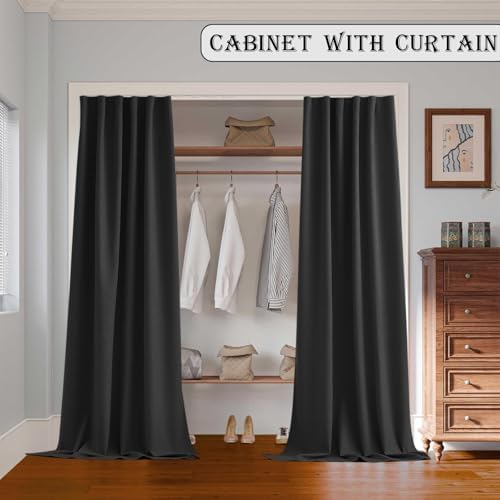 Room Divider Curtains with Ceiling Track, 95% Blackout Heavy Curtains Noise Reduction Privacy Curtain System Kits, 8.3 ft Wide x 7 ft Tall, Black, 1 Panel - Image 2
