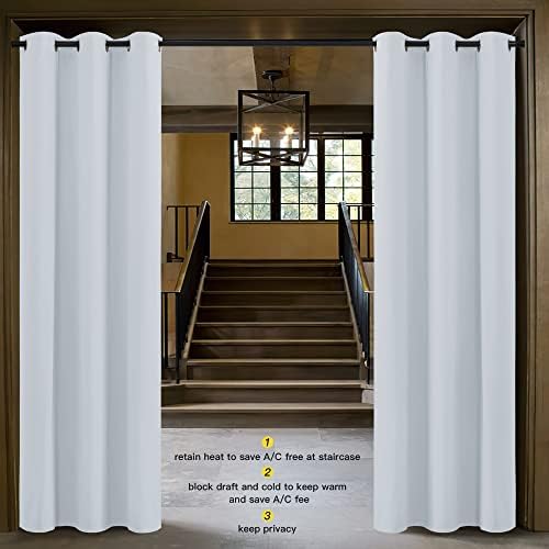 NICETOWN Temporary Portable Blackout Curtains for Sidelight Door, Insulating Privacy Soundproof Bifold Doors for Sliding Closet Doorway Entrance Hallway (1 Piece, 5ft Wide x 8ft Long, Greyish White) - Image 2