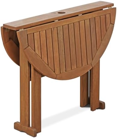 Furinno TIOMAN Outdoor Gateleg Round Patio Table, Natural - Image 4