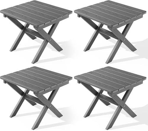 SERWALL Small Folding Outdoor Side Table Set of 4, Gray by SERWALL