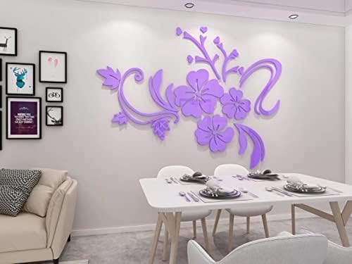 Wall Stickers 3D Flower Mirror - Family Decal Living Room Wall Decor Sticker Home Decorations Room Decor for Office Sofa Bedroom Decals (Light Purple XXL:84 * 112in) by guangmu