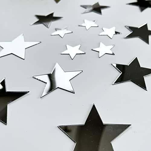 40Pcs Silver Stars Acrylic Mirror Wall Stickers with Adhesive Art Decal Satin Paper Baby Kids Bedroom Home DIY Decor Removable Stickers (Silver Stars) - Image 3