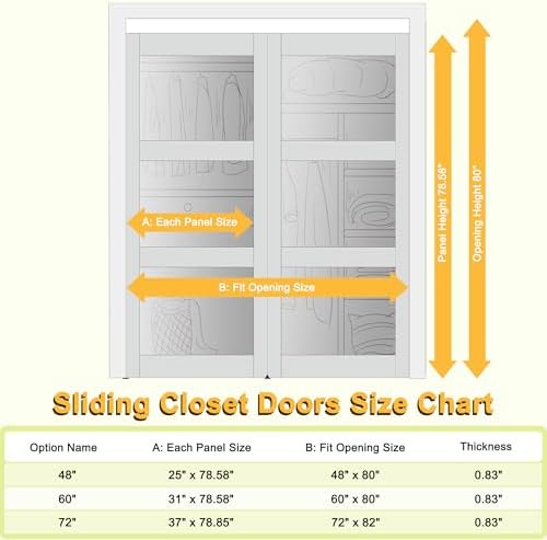 Sliding Closet Door 48"x80", 3 Lite Frosted Glass Door, Need to Assemble - Image 2