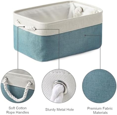 TheWarmHome Fabric Storage Bin with Handles,Storage Basket for Home Storage and Organization, Shelf Basket with Cover for Living Room Bedroom Closet（White & Green Medium 13.8L×9.8W×6.7H - Image 6
