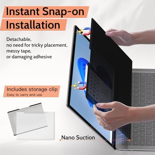 Mamol Magnetic Privacy Screen for 14.4 inch Microsoft Surface Laptop Studio, Removable Anti Spy Glare Blue Light Filter, Surface Laptop Studio 2/1 Privacy Screen Protector 14 in - Image 2
