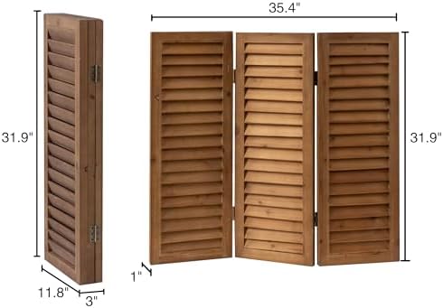 SOFE Short Privacy Screen, 2.6 Ft Shutters Folding Room Dividers 3 Panel - Image 4