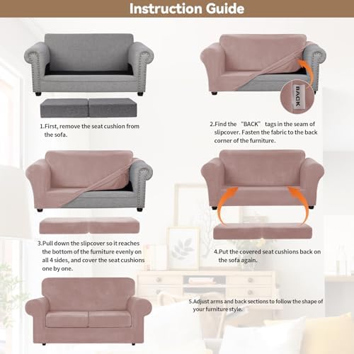 WEERRW Velvet Stretch 3 Pieces Couch Cover for Sofa Washable, Pink - Image 6