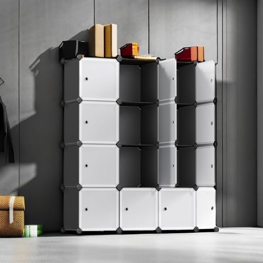 SONGMICS 12 Cube Storage Organizer with doors，Plastic stackable cube shelf - Image 5