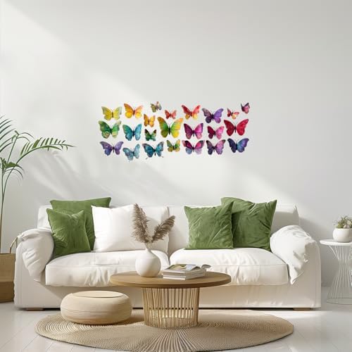 ANNA QUEEN Colorful Butterfly Wall Decals Peel and Stick Rainbow Butterfly Wall Stickers Removable Vinyl Butterfly Wall Decor for Girls Bedroom Nursery Living Room Window Wall Art by ANNAQUEEN