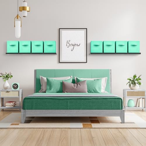 Sorbus Fabric Storage Cubes, 8 Pack, with Handles (13 Inch, Teal) - Image 3