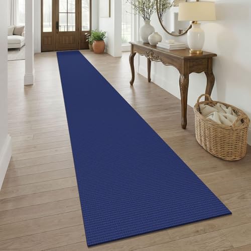 KOZYFLY Braided 2.5'x20' Runners Rugs for Hallway, Extra Long Washable Runner Rug, Woven Non Slip Kitchen Runner, Cotton Entryway Rug, Floor Carpet for Entry, Aisle, Hall, Deep Navy Blue by KOZYFLY