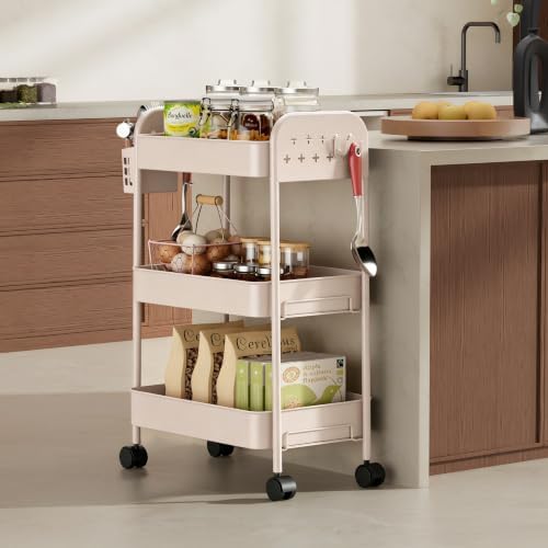 Heavy-Duty Rolling Cart 3 Tier Metal Utility Storage Cart - Image 3