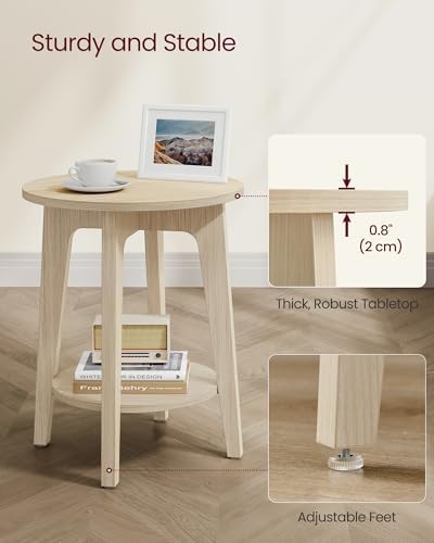 VASAGLE Round Side Table with Lower Shelf, End Table for Small Spaces - Image 5
