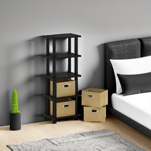Furinno Turn-N-Tube Toolless 4-Tier Storage Shelves, Espresso - Image 2